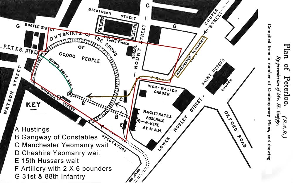 Peterloo troop and crowd disposition