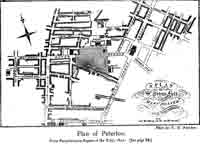 Plan of Peterloo, August 1819, showing the surrounding streets.  