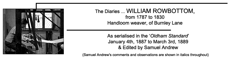 William Rowbottom's Diary as published in the Oldham Standard