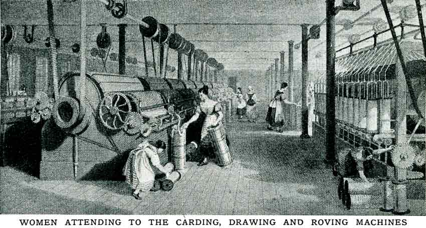 Women Attending to the Carding, Drawing and Roving Machines - One of a series of drawing associated with the Swainson & Birley Mill, Nr. Preston.1834 