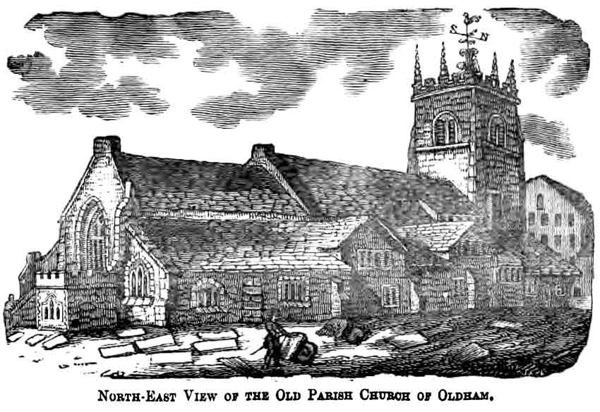 North-East View of the Old Parish Church of Oldham