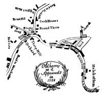 Map of Oldham as it appeared in 1756