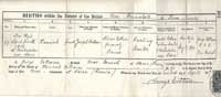 Birth certificate for Hannah Cottam