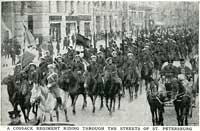 Cossacks riding through St. Petersburg