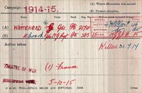 Edward Garside Whitehead Medal Rolls Index Card