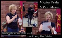 Maxine Peake reads the names of those killed at Peterloo