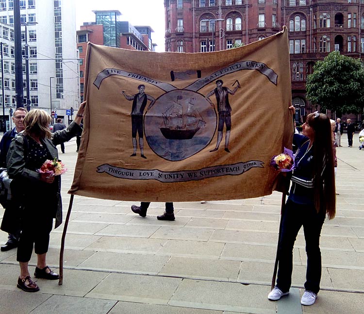 Some of the replica banners, used in the film, carried by the Reformers.