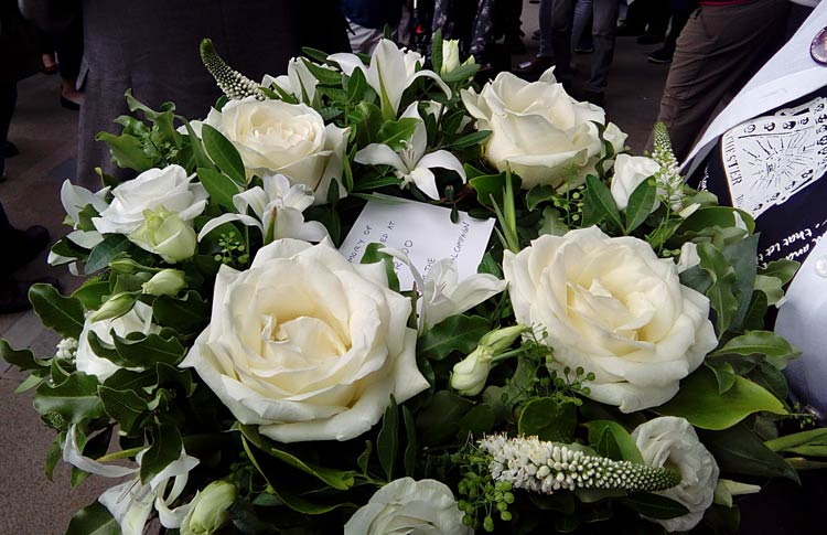 The wreath to be laid, with the Names