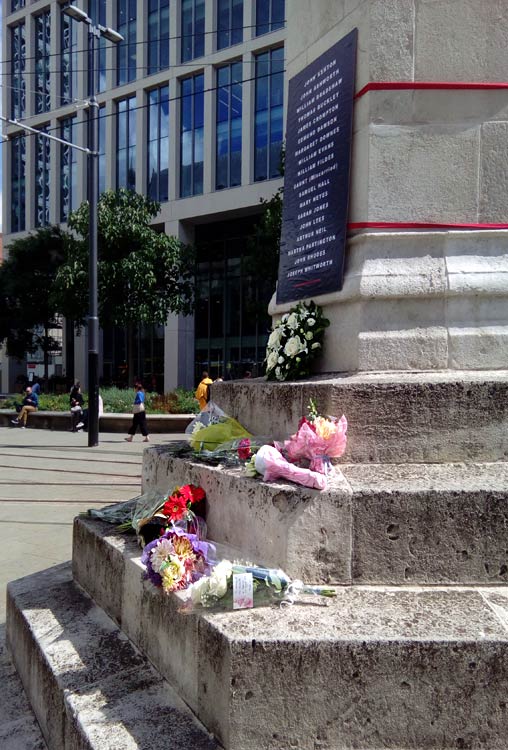 Attaching the Names of those who died, to St. Peter's Memorial