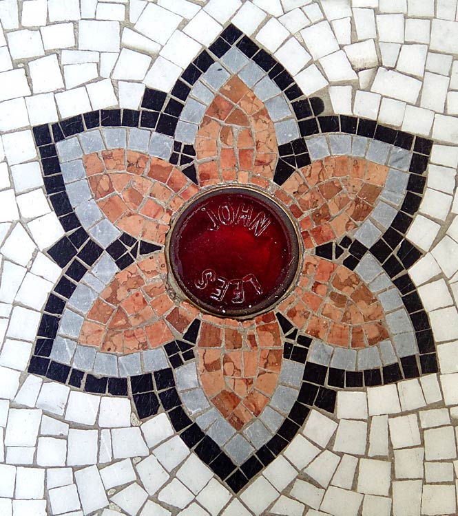 John Lees of Oldham - Memorial in the mosaic floor next to the library 