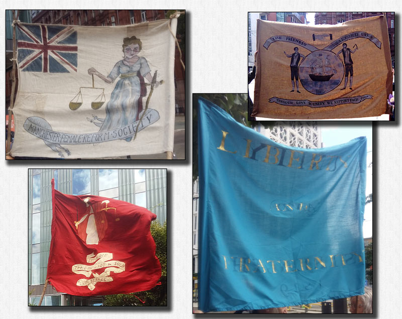 Some of the replica banners, used in the film, carried by the Reformers.