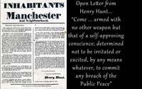 Letter from Hunt to the 'Inhabitants of Manchester' in 1819