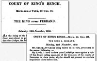 Inquest of John Lees, Oldham, September 1819 - The court in London considers whether or not to allow the Oldham inquest to continue.