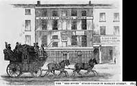 The 'Red Rover' Stagecoach in market Street, Manchester in 1823