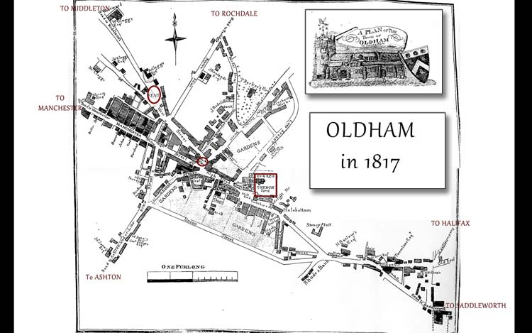 Map of Oldham in 1817 