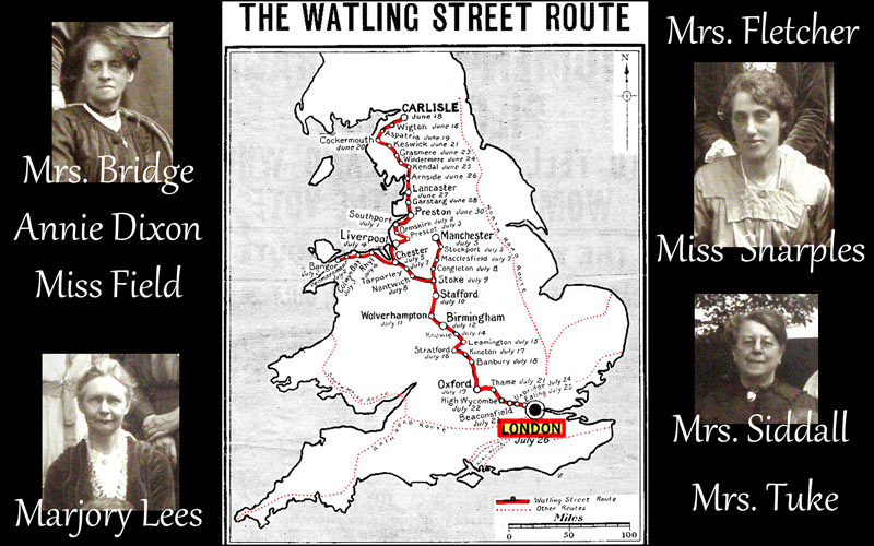 1913, NUWSS Suffragist Pilgrimage ...  Marjory Lees and Oldham Society members 