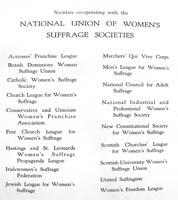 Societies Co-operating with the National Union of Women's Suffrage Societies - From the Celebration Programme when Women Won the Vote - Queen's Hall, London, March 13th, 1918