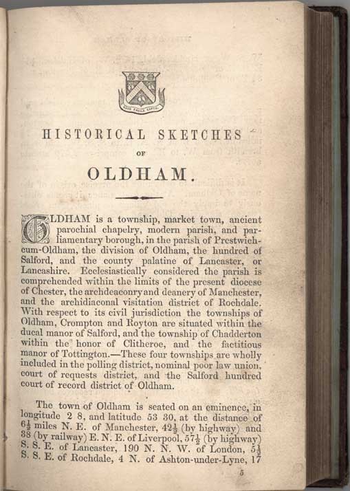 Historical Sketches of Oldham by Edwin Butterworth