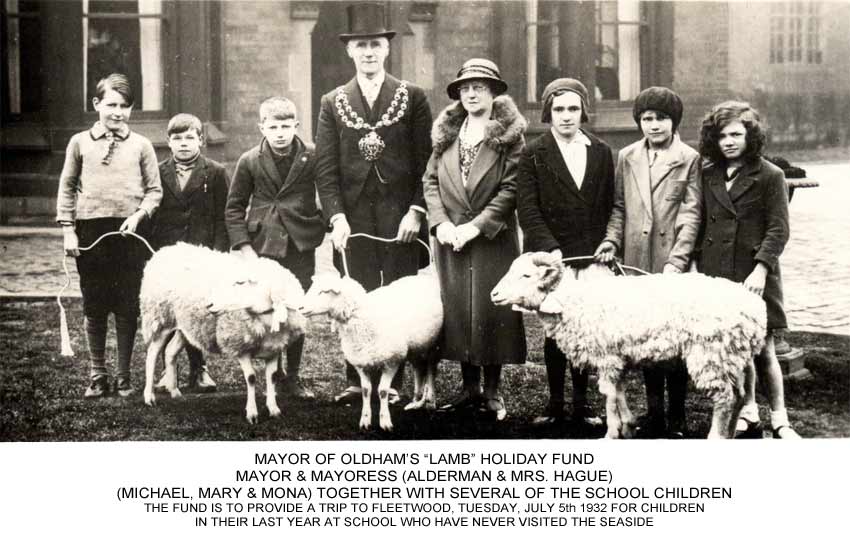 Mayor of Oldham's "Lamb" Holiday Fund 1932 - Mayor and Mayoress (Alderman and Mrs. Hague)