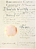 Rochdale Canal Company share certificate 1805