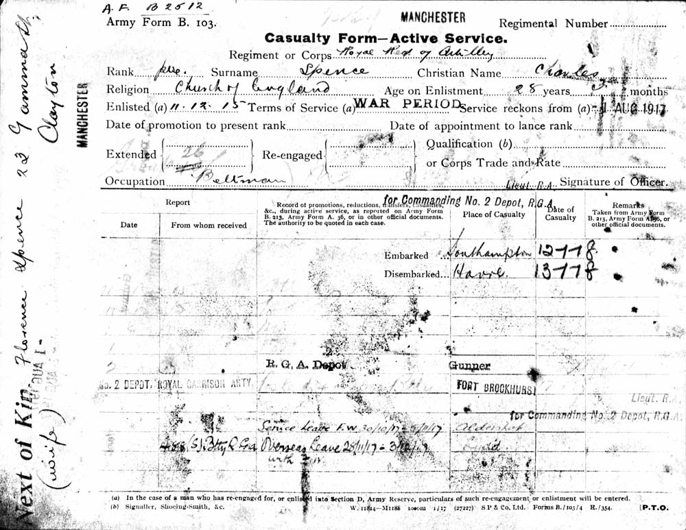 Service Record - casualty form