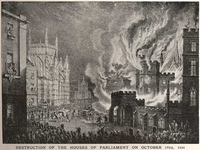 Houses of Parliament burning 1834